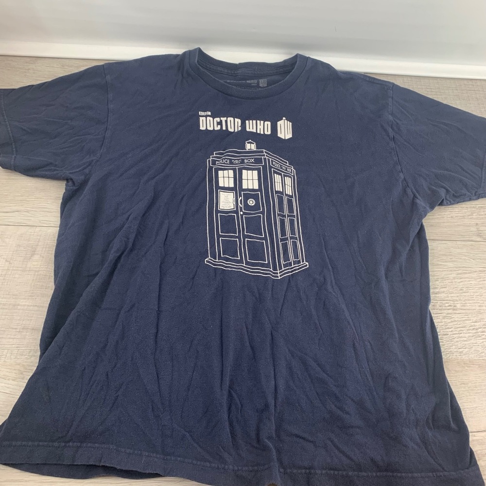 Doctor Who TARDIS Graphic T-Shirt Mens XL Navy Blue Ripple Junction BBC Sci-Fi